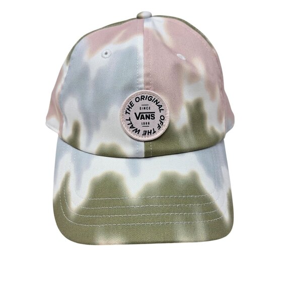 Vans Tie-Dye Adjustable Baseball Cap Logo Patch Pink & Green Unisex Cotton Blend - Picture 1 of 8